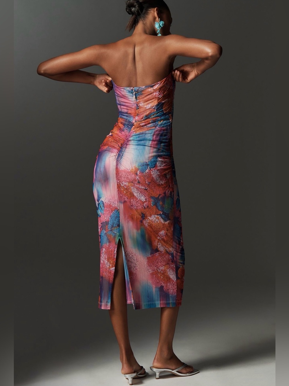 Anthropologie The Soleil Slim Strapless Ruched Mesh Dress XL Lined NWT - Picture 13 of 15